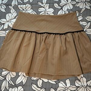 Elegant Tan Skirt with Black Trim